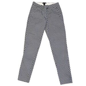 89th & Madison Navy Blue & White Diamond Print Stretch Ankle Pants, Size 12